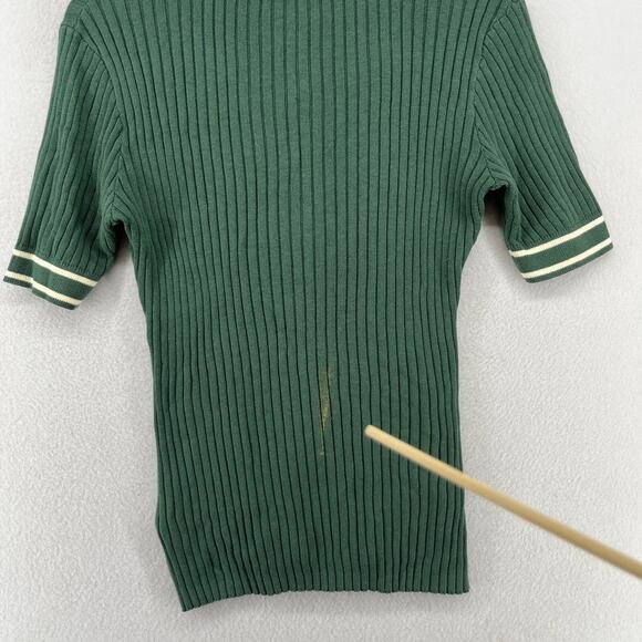 VARLEY Napier Sweater M Fitted Polo 1/4 Zip Ribbed Cotton Blend Green - Picture 10 of 15